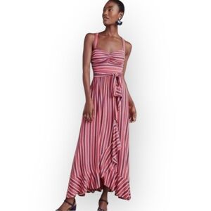 Maeve by Anthropologie “Gabriela” Striped Flowy Ruffled Maxi Dress NWT Size S